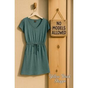 32 Degrees Cool V-Neck T-Shirt Jersey Dress with Drawstring Waist M